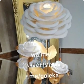 گل فومی دکوراتیو پایه دار آباژوری سه شاخه غنچه دار؛ گل فومی و پایه‌دار