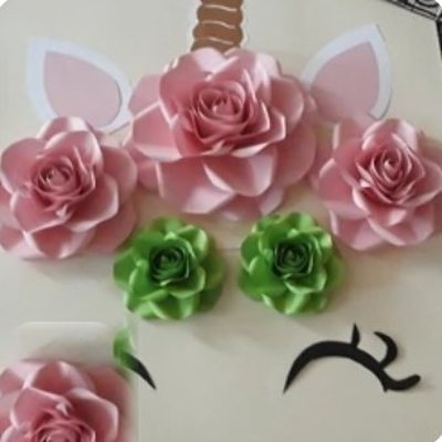 پنج عدد گل کاغذی تم یونیکورن - گل کاغذی گلکا