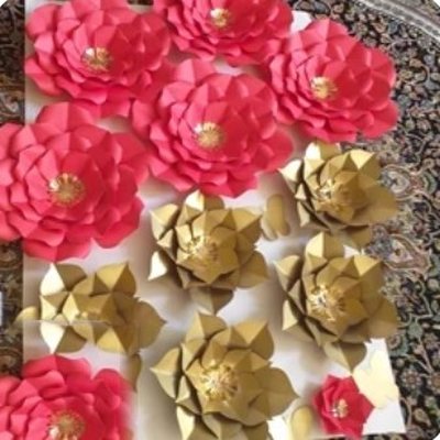 گل کاغذی دکوراتیو طلایی - گل کاغذی گلکا