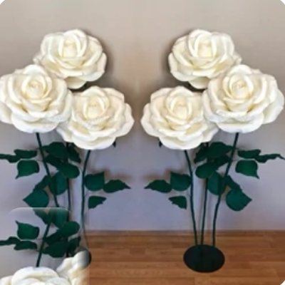 گل شاخه ای فومی ۳ عدد پایه دار - گل فومی پایه‌دار گلکا